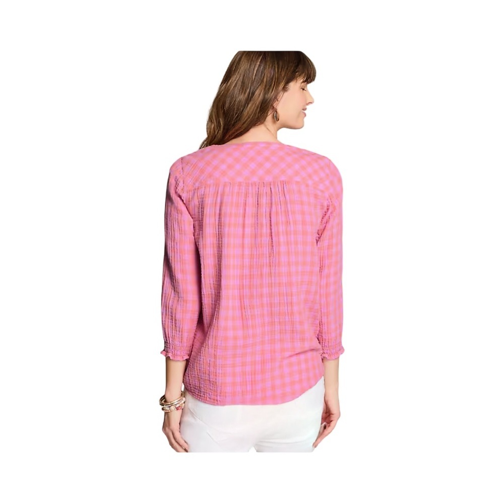 J. Jill Cotton Gauze Smocked 3/4 Sleeve Top NWT Size M - Picture 2 of 8